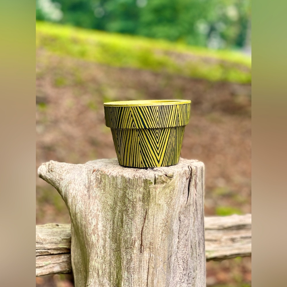 Gold Stripes ~ hand painted pot